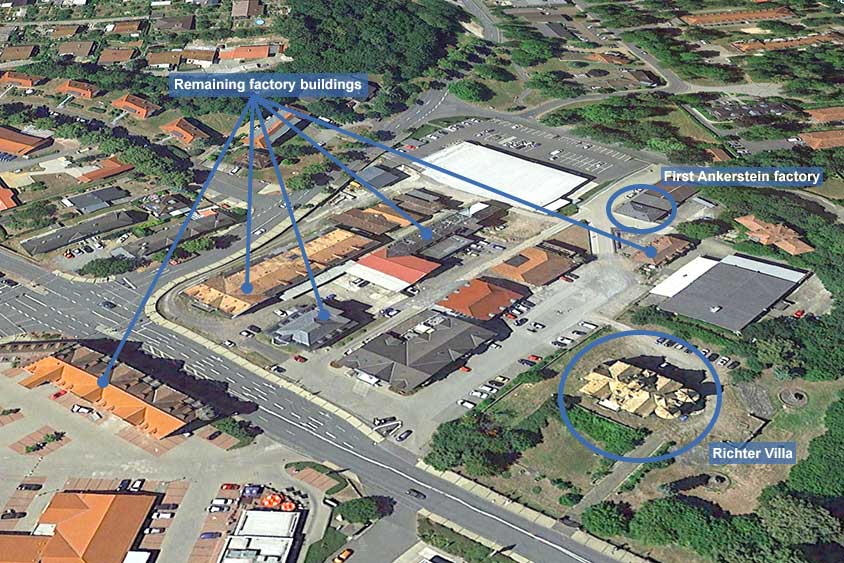 Annotated map of factory complex